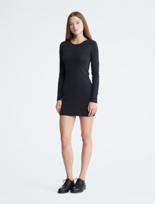 Ground Rules Long Sleeve Bodycon Mini Dress in Black
