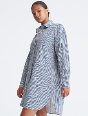 Buy Hive91 Sky Blue Long Shirt Dress for Women Made of Chambray