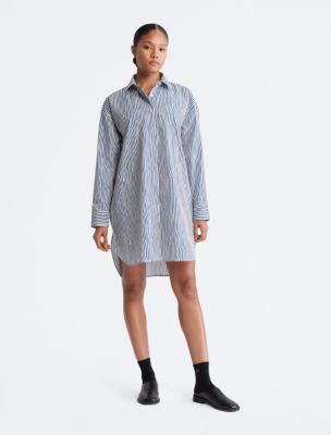 Khakis Striped Button Down Shirt Dress Calvin Klein USA