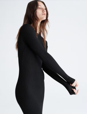 Ribbed Midi USA Klein® Calvin Dress Sweater 