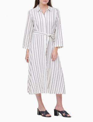 calvin klein striped shirt dress