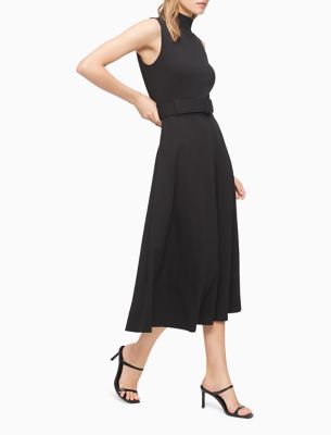 chinese dress ladies Women's Sleeveless Scuba Crepe A-Line Logo Zip Dress – Villafran Boutique main image 0