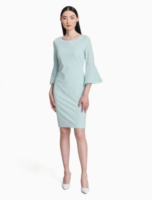 calvin klein green bell sleeve dress