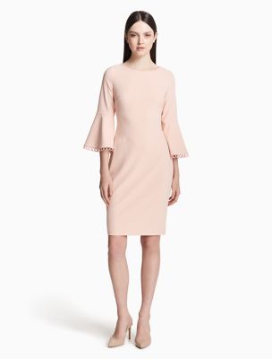 calvin klein lace bell sleeve sheath dress