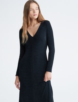 V Neck Midi Dress