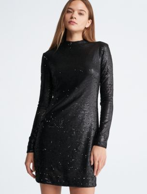 Calvin klein black sequin on sale dress