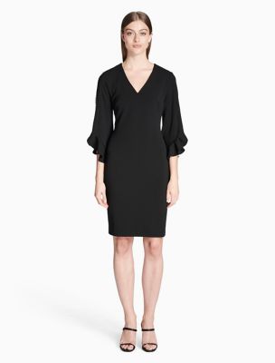 calvin klein ruffle neck sheath dress