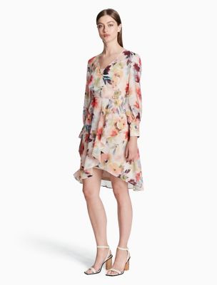 calvin klein long floral dress