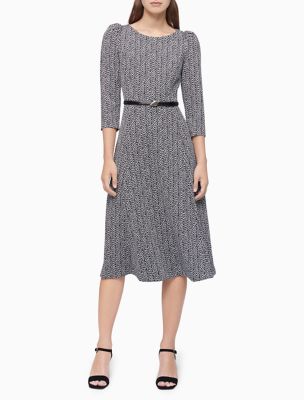 chevron georgette belted shirtdress