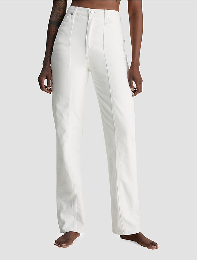 Calvin Klein High-Rise Straight-Leg Jean – White Stripe