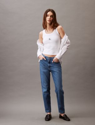 Calvin Klein High Rise Mom Jeans White