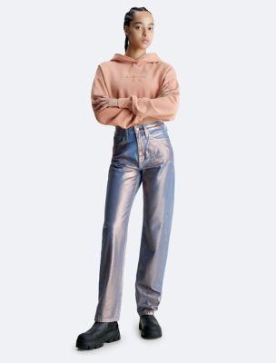 Metallic straight-leg jeans - Women