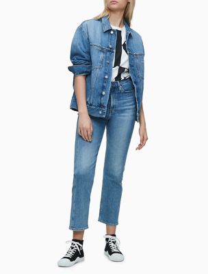 calvin klein mid rise straight jeans