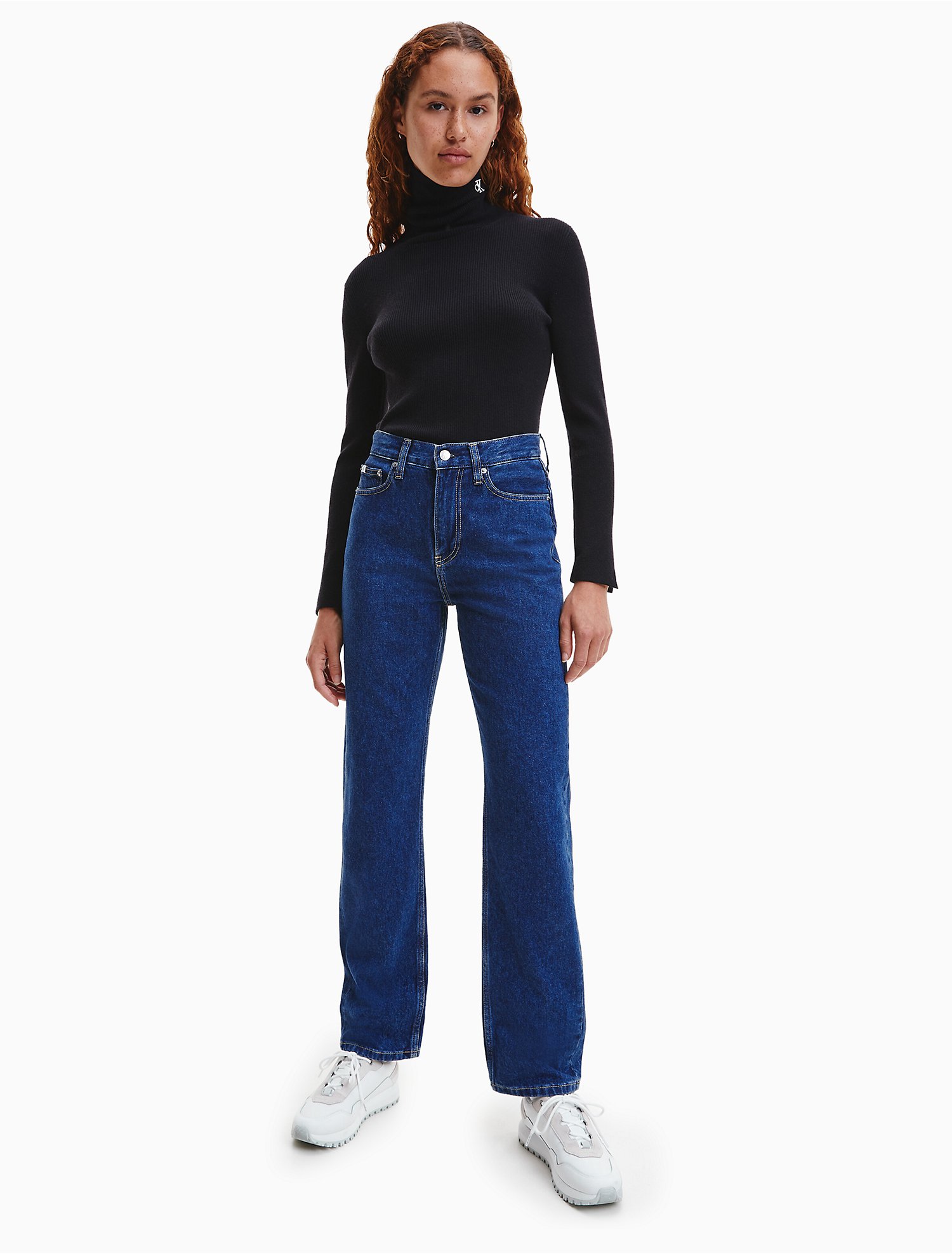 High Rise Straight Blue Stonewash Jeans | Calvin Klein® USA