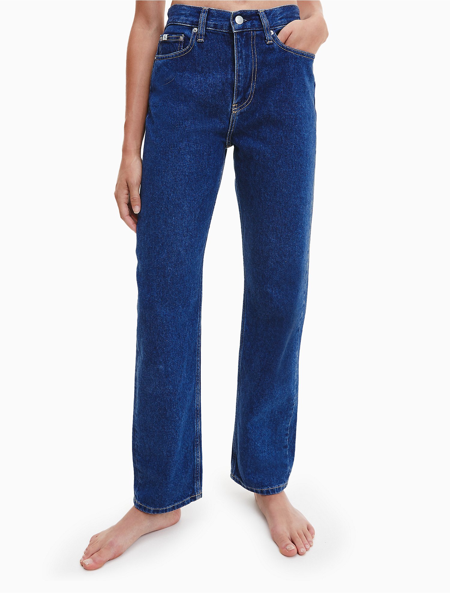 High Rise Straight Blue Stonewash Jeans | Calvin Klein® USA