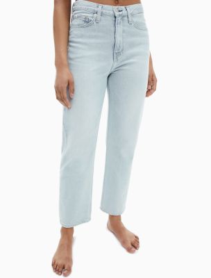 Calvin Klein Jeans Women's HR Straight Ankle Jeans in Denim Light