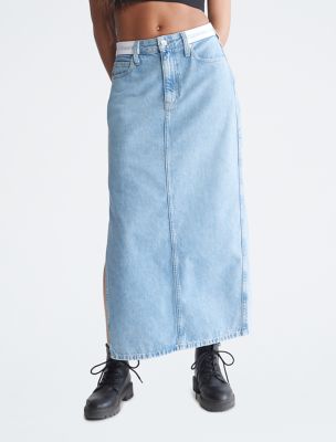 Klein® Skirt USA Band Denim Logo Calvin Maxi |