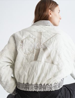 behagelig overlap Køre ud Reversible Cropped Denim Bomber Jacket | Calvin Klein® USA