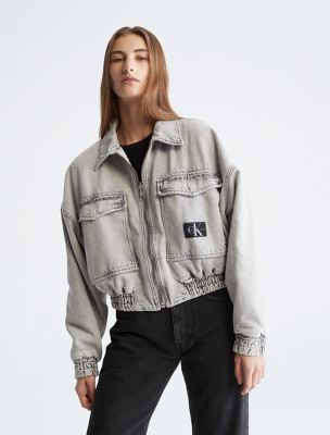 Women's denim bomber on sale jacket