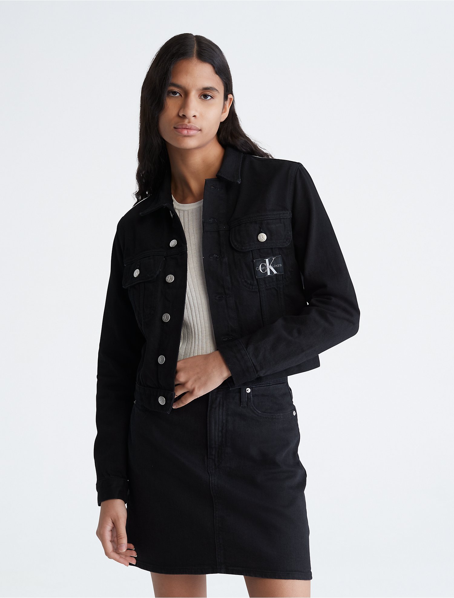 ik draag kleding Onderzoek het College Cropped 90s Denim Jacket | Calvin Klein