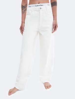 Calvin Klein High Waist White Stripe Women's Straight Jeans