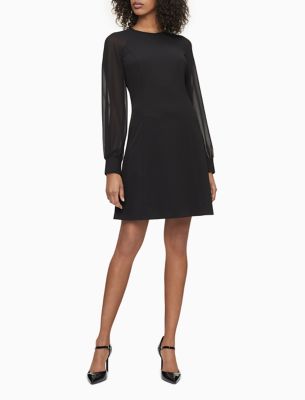 calvin klein illusion sleeve sheath dress