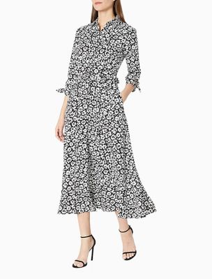 calvin klein belted midi dress