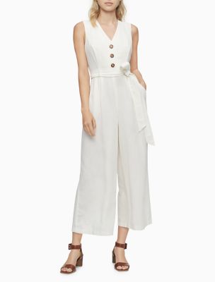 v neck linen jumpsuit