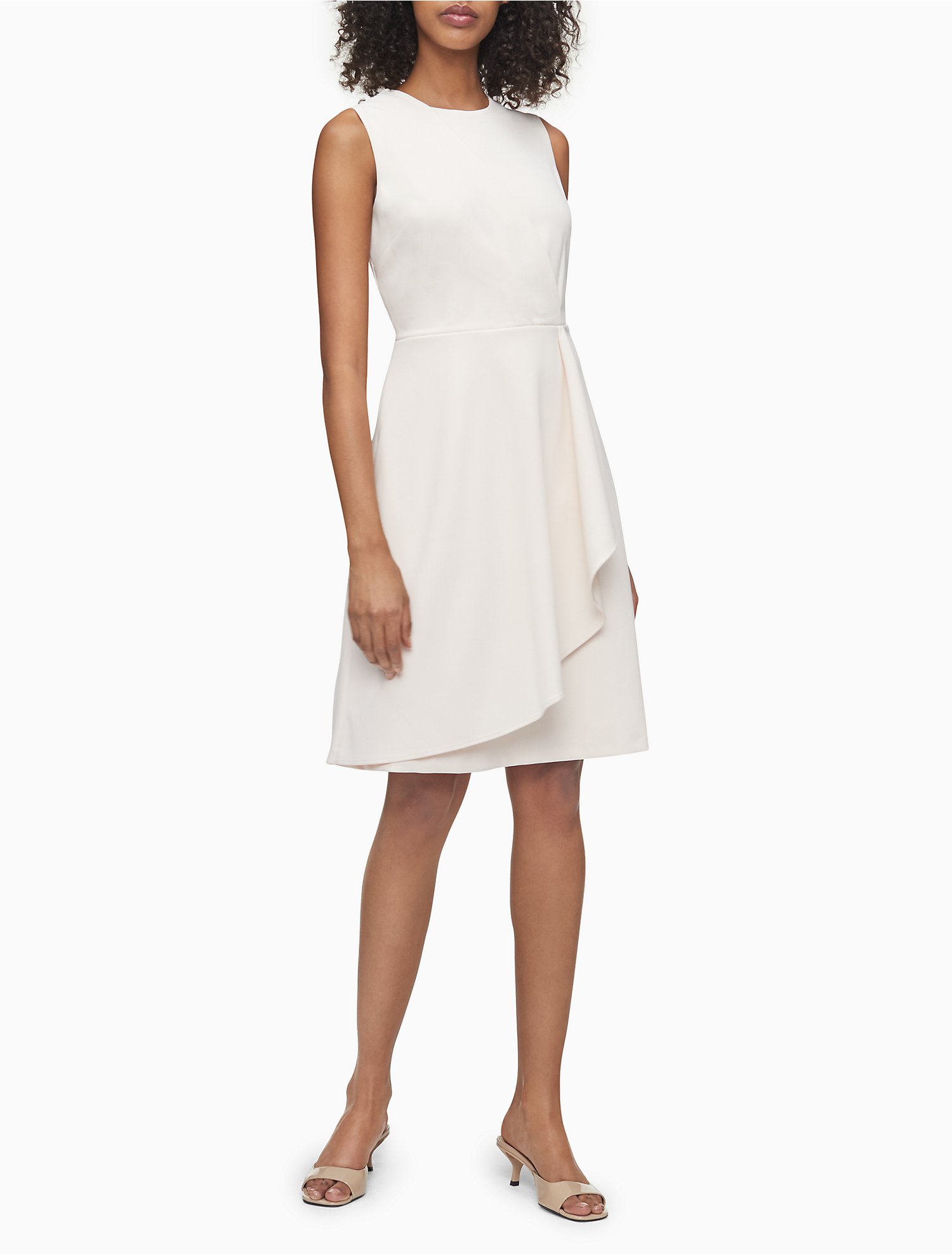 Solid Sleeveless Cascading Ruffle Dress | Calvin Klein® USA