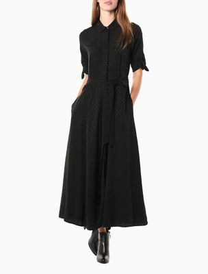 calvin klein button front midi dress