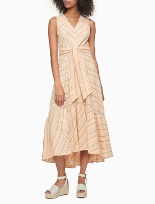 calvin klein striped maxi dress