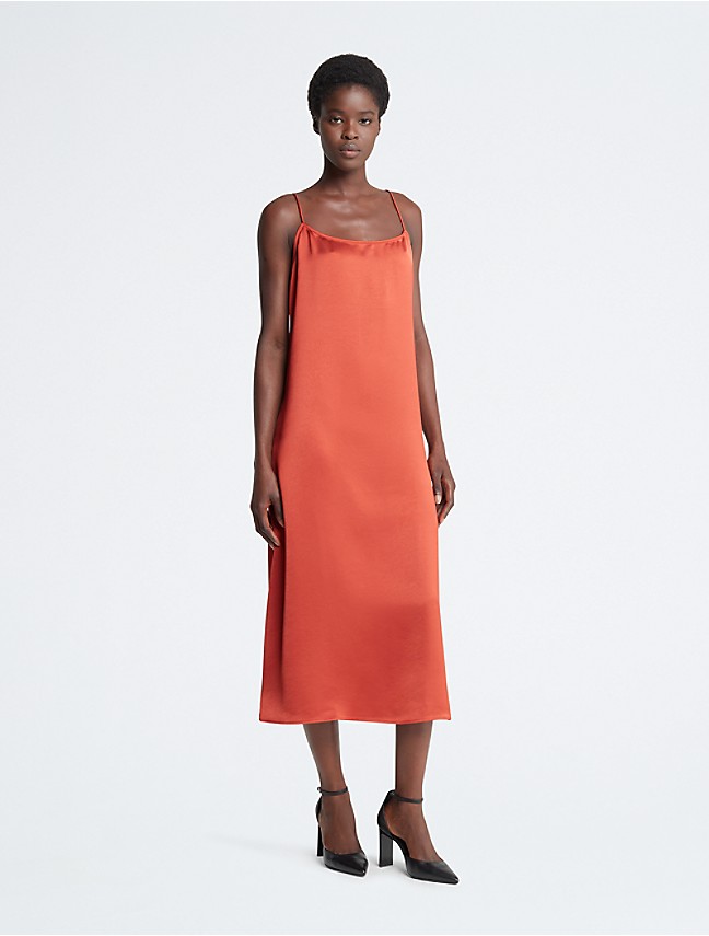 Sheer Panel Midi Slip Dress Calvin Klein®