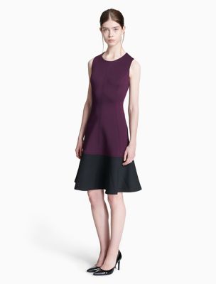 calvin klein colorblock fit and flare dress