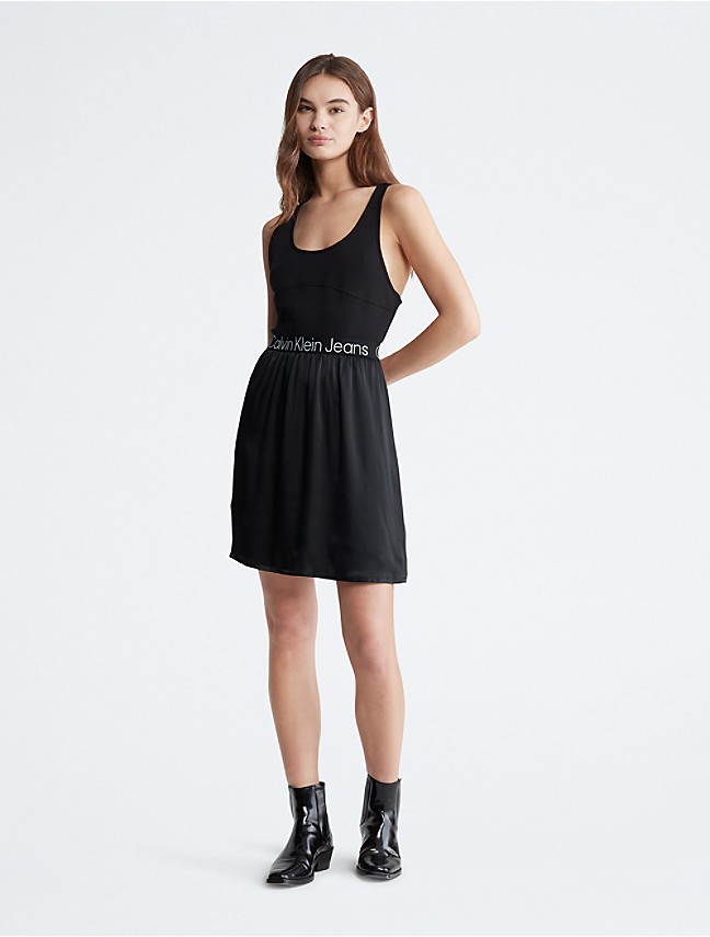 Calvin Klein Pure Ribbed Tank Black  Tank tops women, Calvin klein  outfits, Low cut dresses