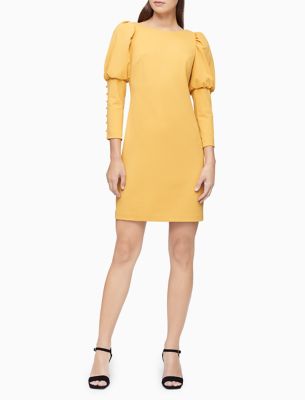 Image of Boat Neck / Puff Sleeve Shift Dress