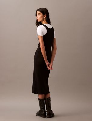 Cotton Contour Rib Tank Dress, Black Beauty