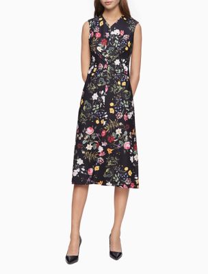 calvin klein floral sleeveless gown