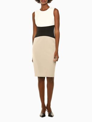 calvin klein colorblock sleeveless sheath dress