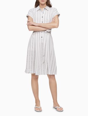 calvin klein striped shirt dress