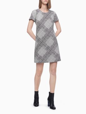 calvin klein short sleeve a line dress