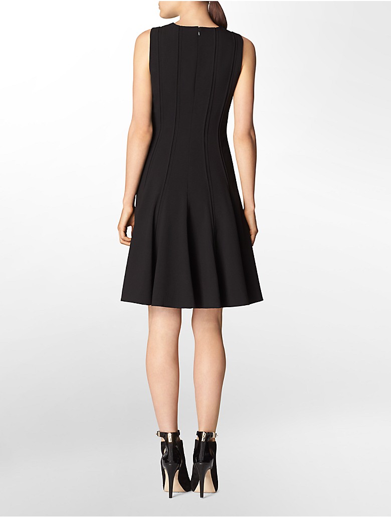 calvin klein womens pleated sleeveless fit + flare dress | eBay