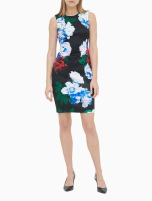 calvin klein single flower sheath dress