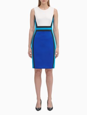 calvin klein colorblock sleeveless sheath dress