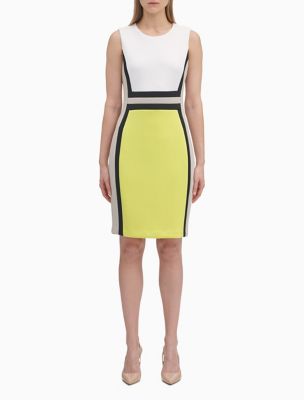 calvin klein colorblock sleeveless sheath dress