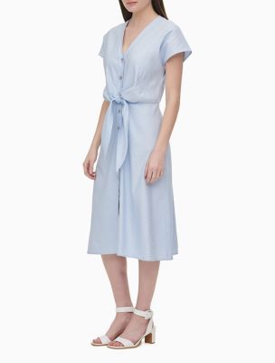 calvin klein tie front shirt dress