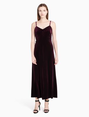 velvet spaghetti strap maxi dress