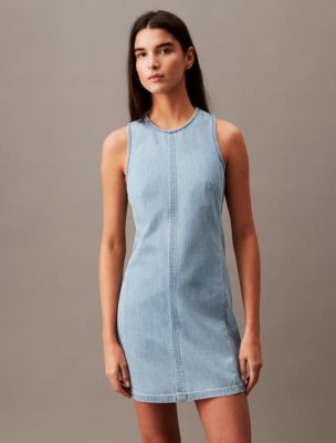 Chambray Mini Shift Dress Calvin Klein USA