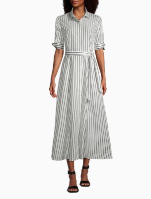 calvin klein striped shirt dress