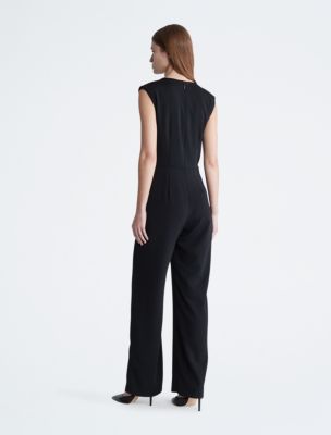 Sleeveless Wrap Jumpsuit, Black Beauty