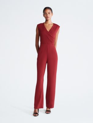 Sleeveless Wrap Jumpsuit, Sun Dried Tomato